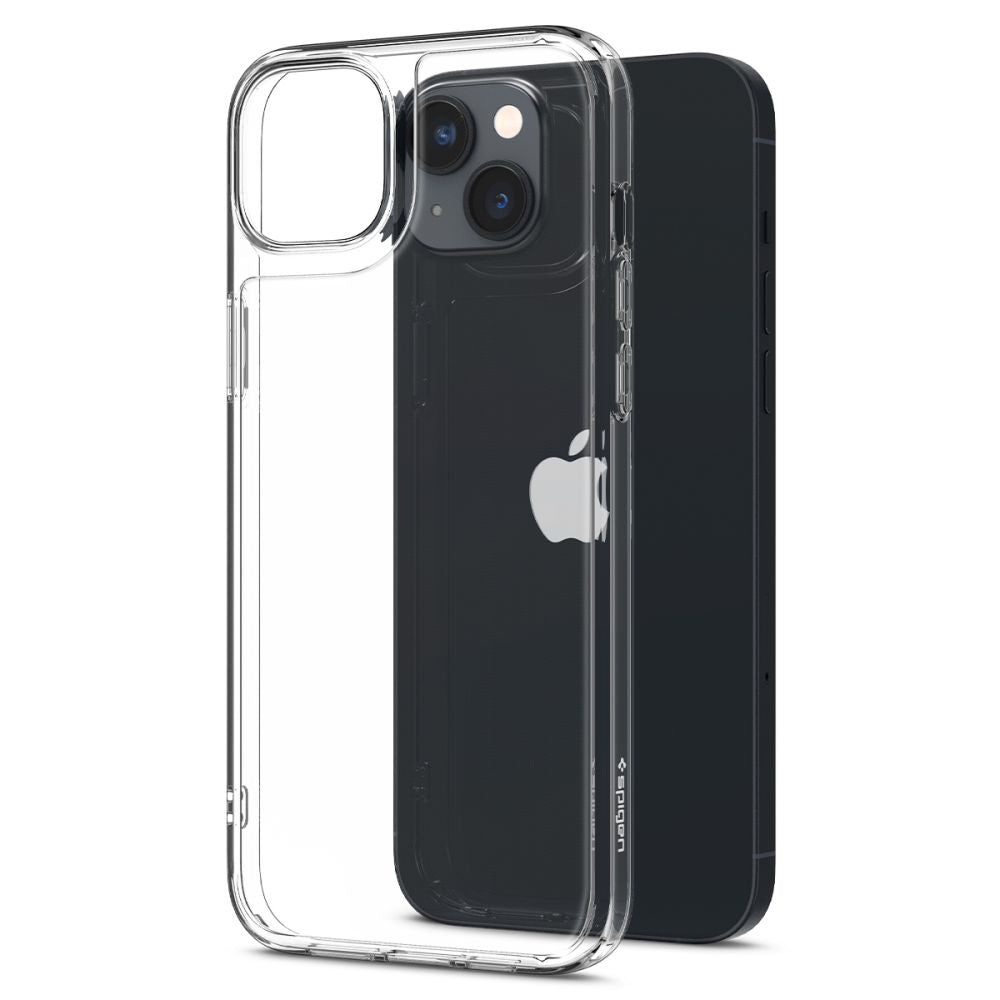 Spigen iPhone 14 Plus / iPhone 15 Plus Quartz Hybrid Θήκη με Πλαίσιο Σιλικόνης και Όψη Γυαλιού Tempered Glass - Crystal Clear