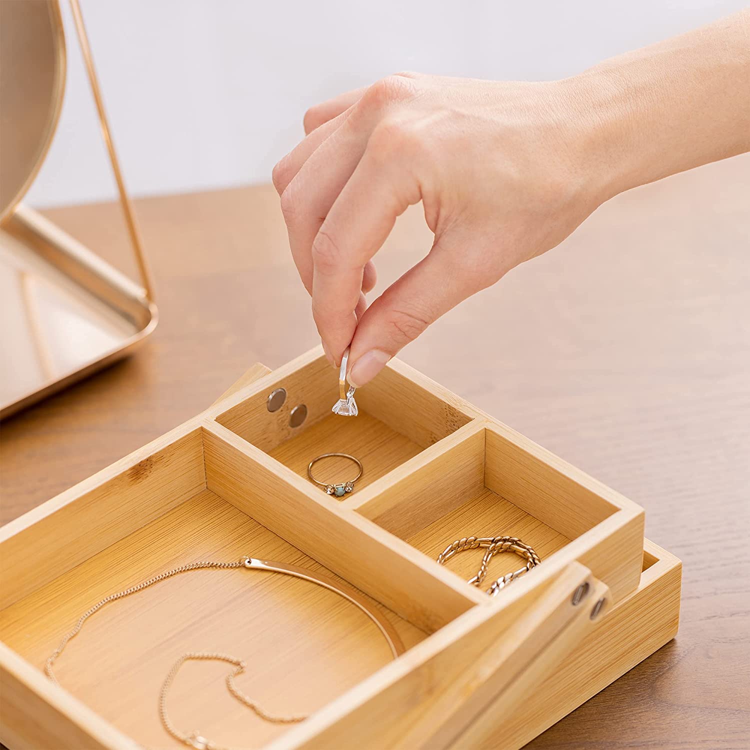 Navaris Κουτί Αποθήκευσης 2 Επιπέδων από Μπαμπού - Brown - 58102.01