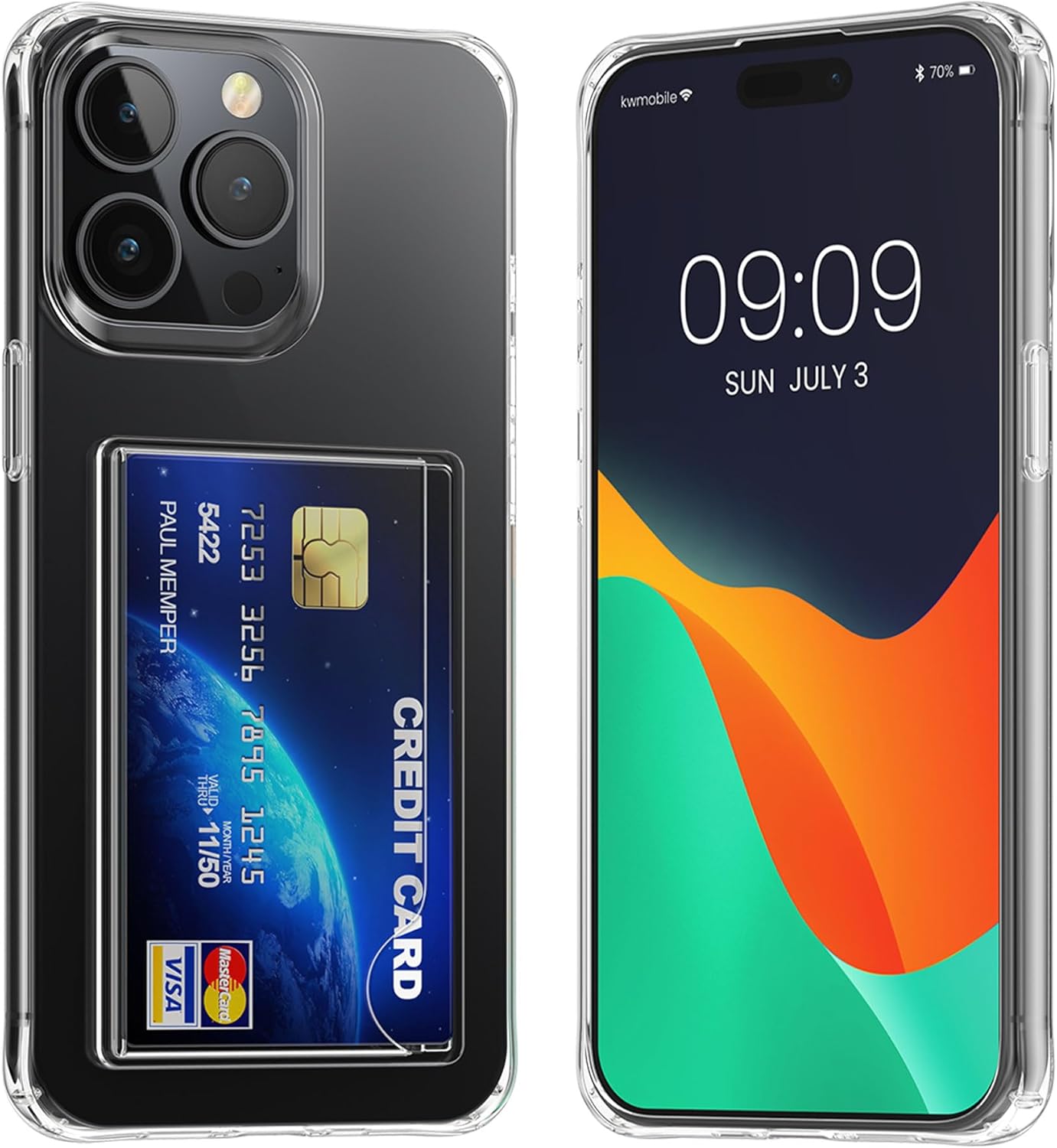 KW iPhone 15 Pro Max Σκληρή Θήκη με Υποδοχή για Κάρτες - Clear