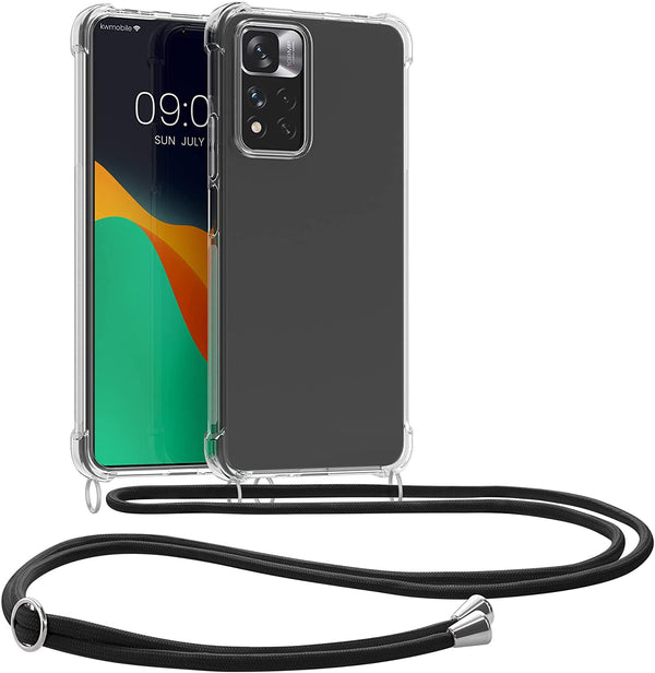 KW Xiaomi Redmi Note 11 Pro+ 5G Θήκη Σιλικόνης TPU με Λουράκι - Διάφανη / Black - 58099.01 - likebrands.gr