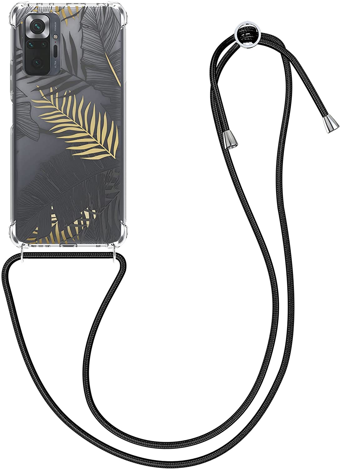 KW Xiaomi Redmi Note 10 Pro Θήκη Σιλικόνης TPU με Λουράκι Design Jungle - Gold / Grey - Διάφανη - 56529.01