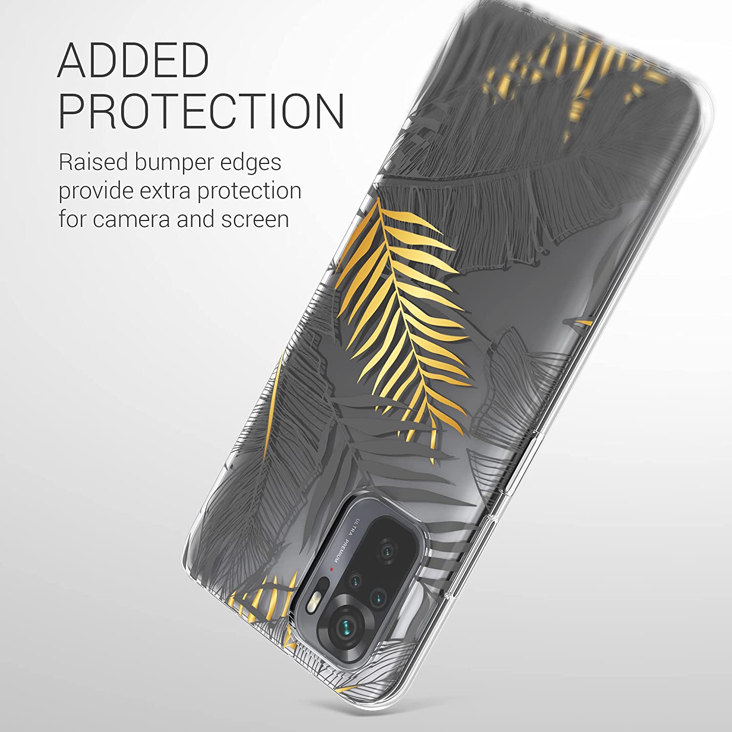 KW Xiaomi Redmi Note 10 / Note 10s / Poco M5s Θήκη Σιλικόνης TPU Design Jungle - Διάφανη / Gold / Grey - 54549.04