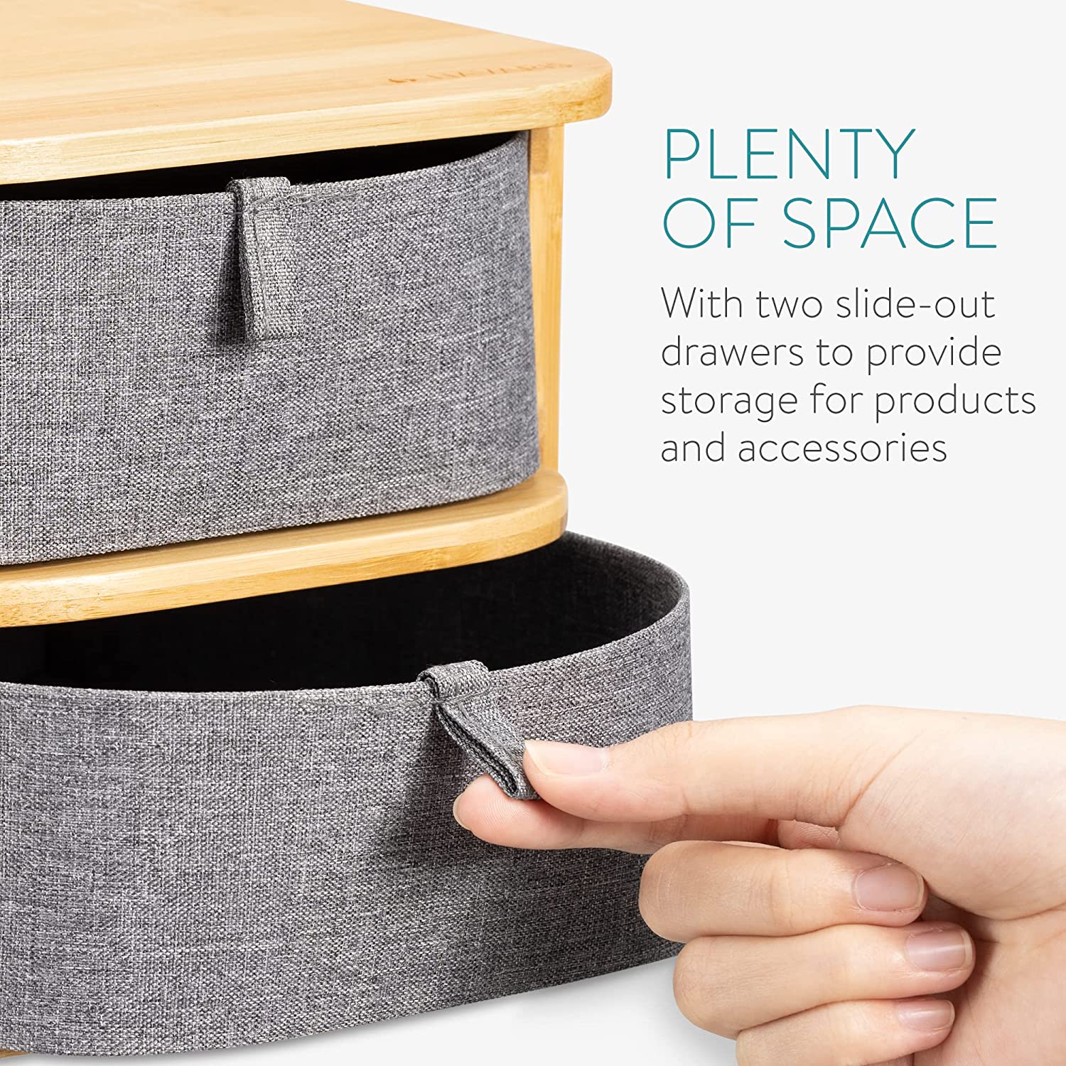 Navaris Διοργανωτής Καλλυντικών από Μπαμπού με 2 Συρτάρια - Brown / Grey - 54184.01