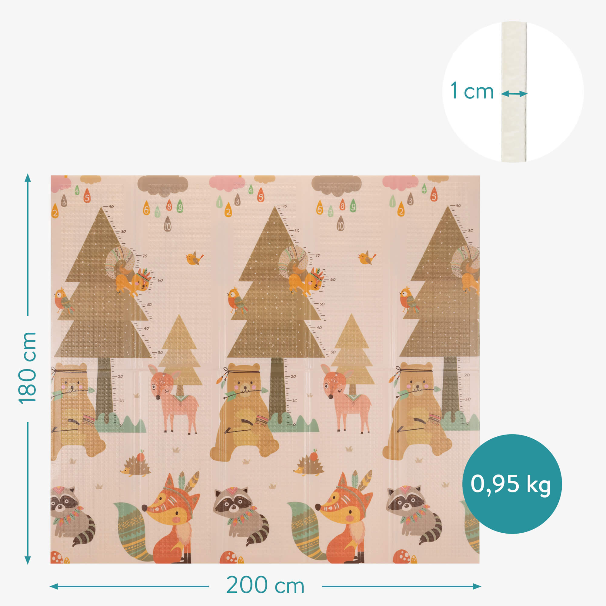 Navaris Αναδιπλούμενο Χαλάκι Παιχνιδιού Διπλής Όψης για Μωρά - Beige / Pink - 55293.03