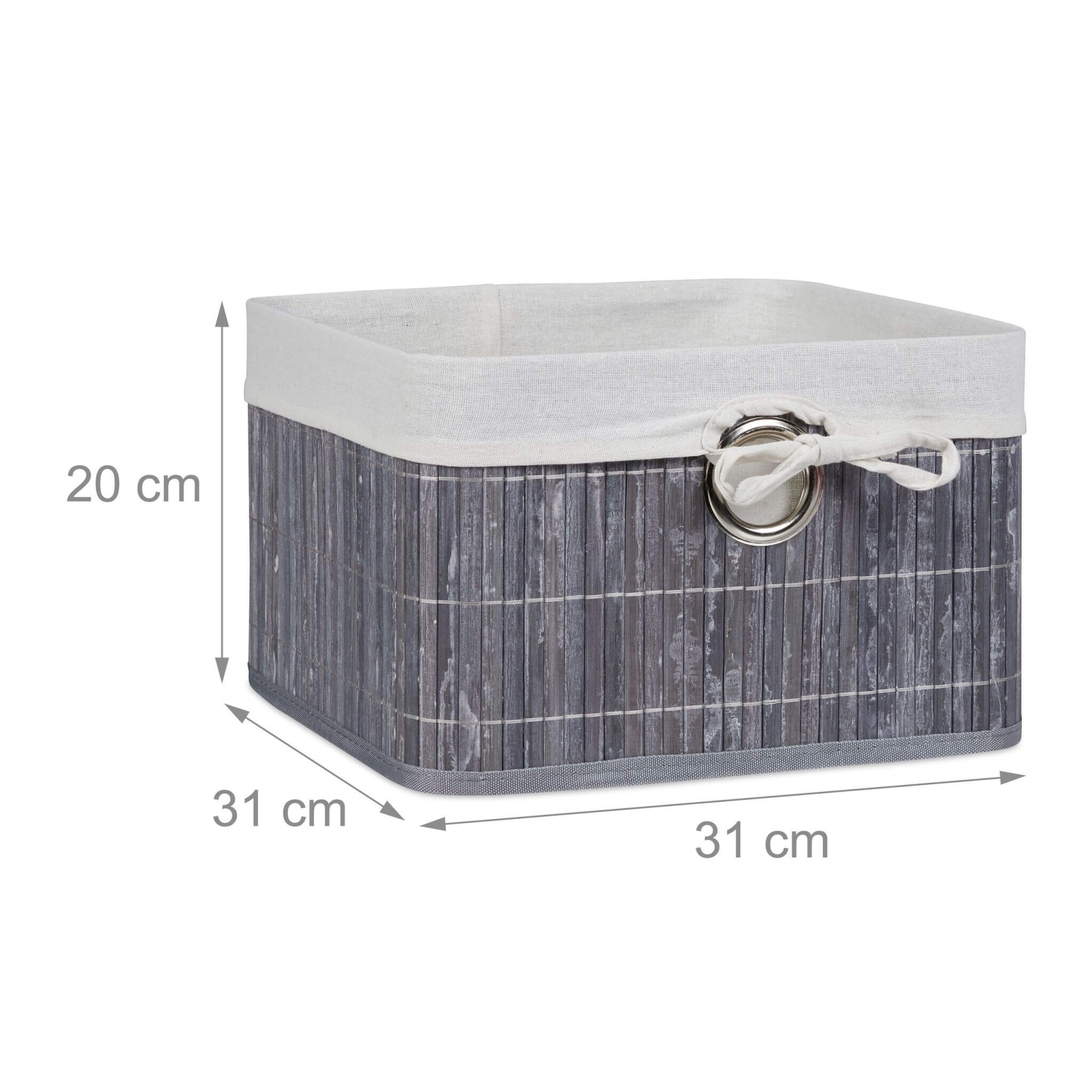 Relaxdays Καλάθι Αποθήκευσης από Bamboo - Grey / White / Silver - 4052025918330