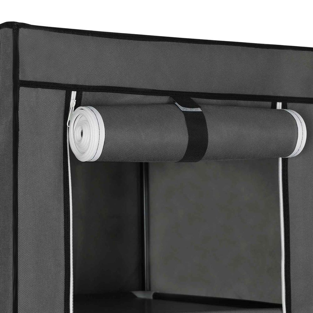 Songmics Υφασμάτινη Ντουλάπα με Ράγα Ρούχων και Ράφια - 150 x 175 x 45 cm - Grey - LSF03G