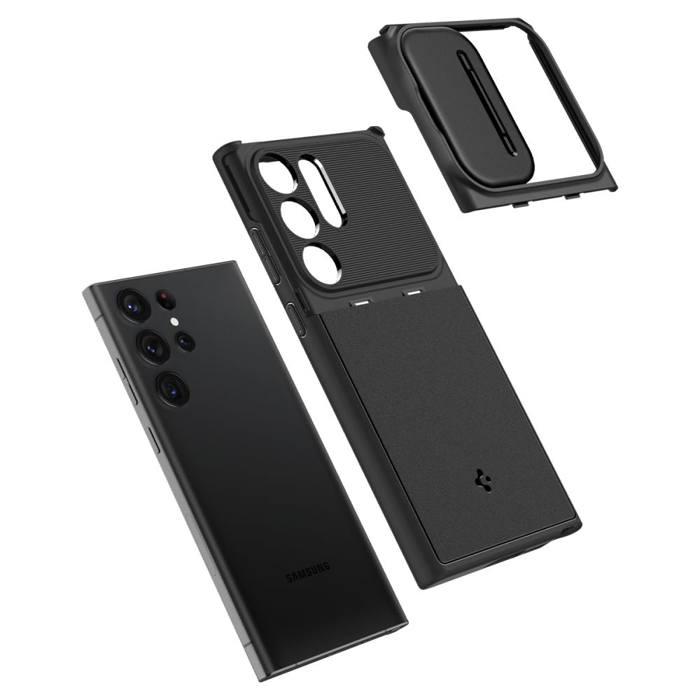 Spigen Samsung Galaxy S23 Ultra Optik Armor Θήκη Σιλικόνης με Κάλυμμα για την Κάμερα - Black