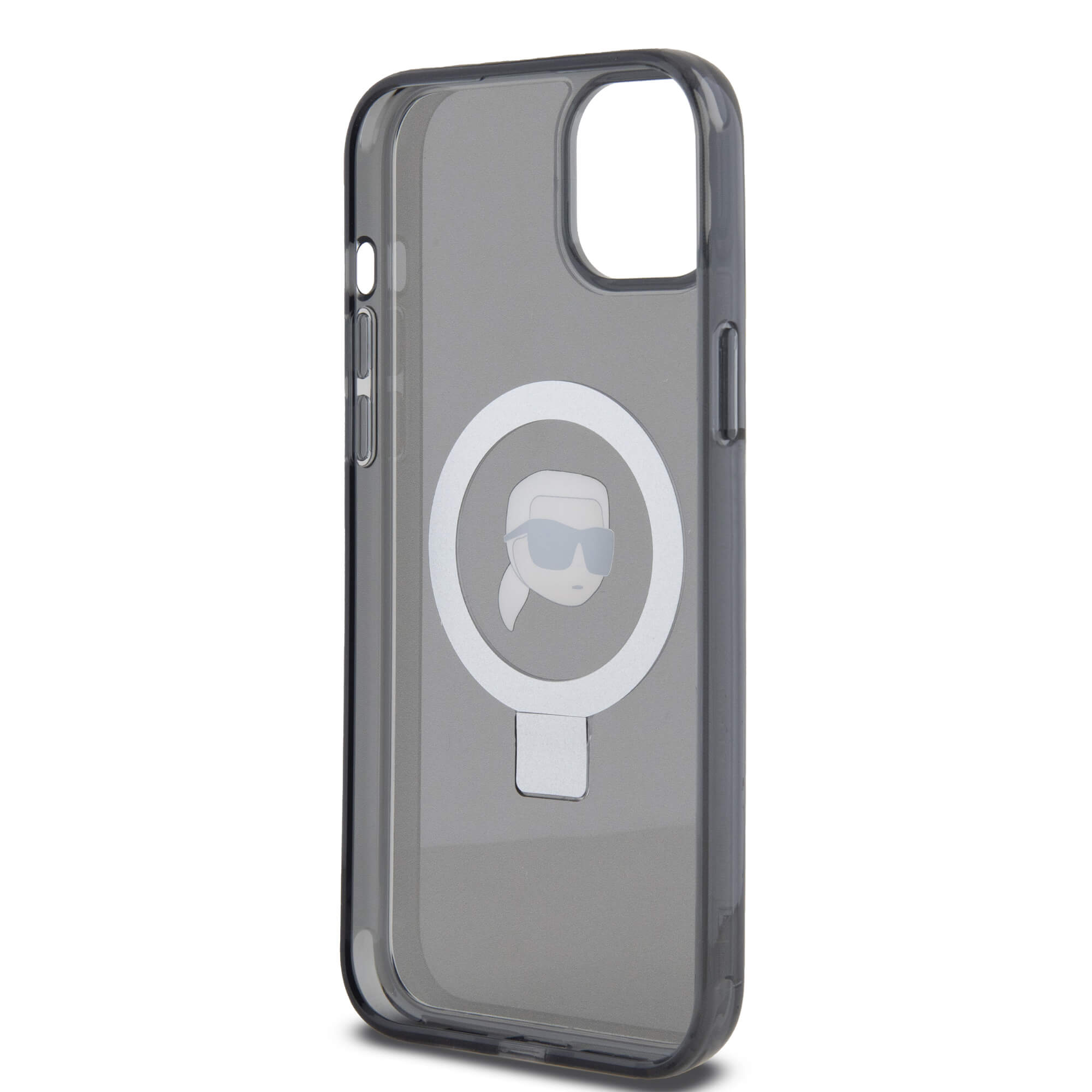 Karl Lagerfeld iPhone 15 Plus / 14 Plus Ring Stand Karl Head MagSafe Σκληρή Θήκη με Πλαίσιο Σιλικόνης και MagSafe - Black - KLHMP15MHMRSKHK