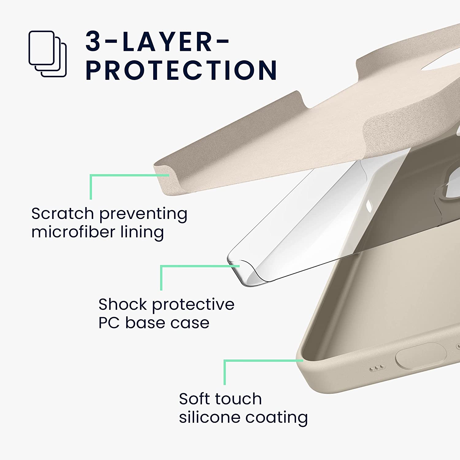 KW iPhone 14 Pro Θήκη Σιλικόνης TPU - Cream - 59073.16