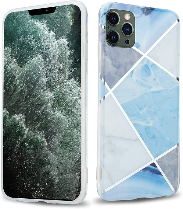 Cadorabo iPhone 12 Pro Max Θήκη Σιλικόνης TPU - Design Marble No.2 Mosaic Pattern - Blue / White / Grey - likebrands.gr