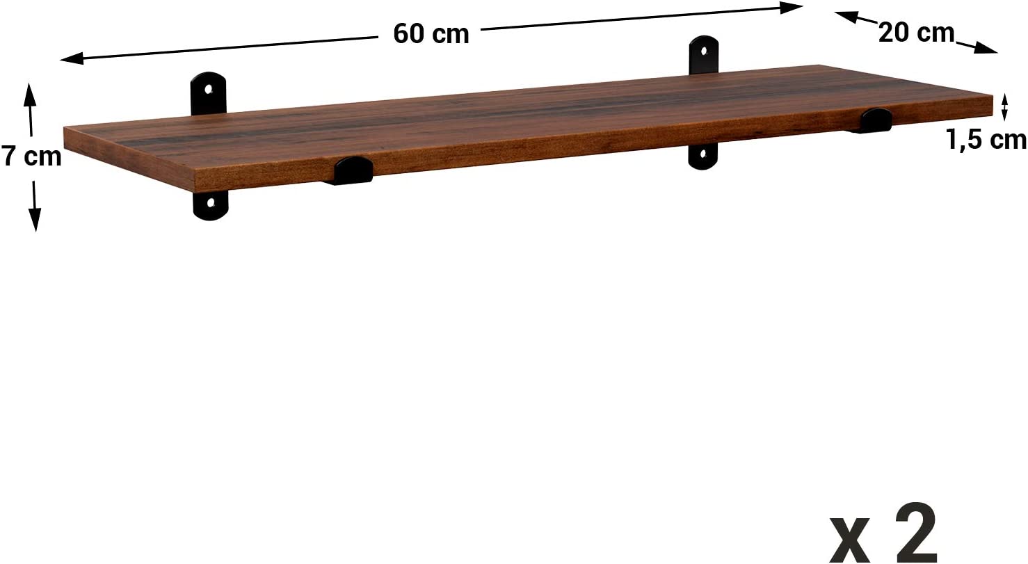 Songmics Σετ 2 Διακοσμητικά Ράφια - ‎Brown / Black - LWS04NB