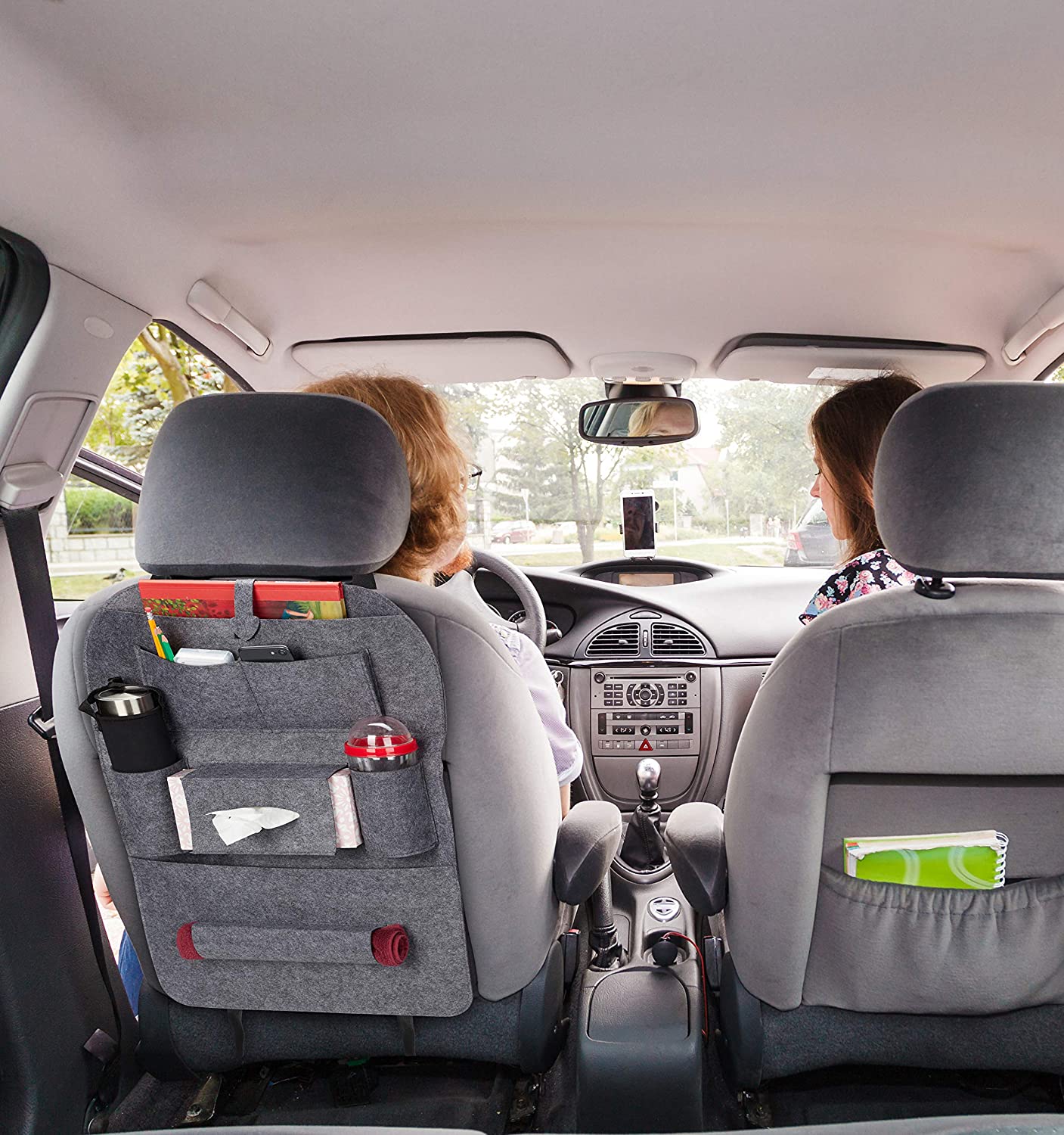 Relaxdays Θήκη Πλάτης Καθίσματος Αυτοκινήτου - XL - Grey - 4052025895358