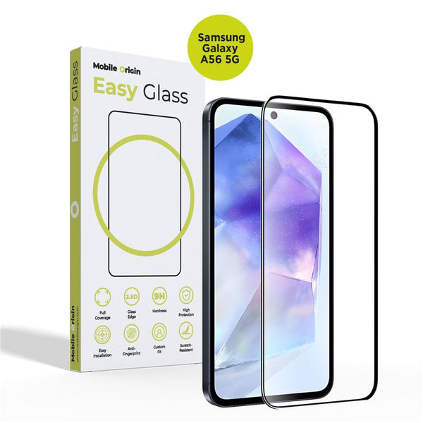 Mobile Origin Samsung Galaxy A56 5G EasyGlass Case Friendly 9H Full Screen Full Glue Tempered Glass Αντιχαρακτικό Γυαλί Οθόνης - Black