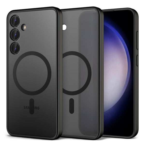 Tech-Protect Samsung Galaxy S24 MagMat Σκληρή Θήκη με Πλαίσιο Σιλικόνης και MagSafe - Matte Black - likebrands.gr