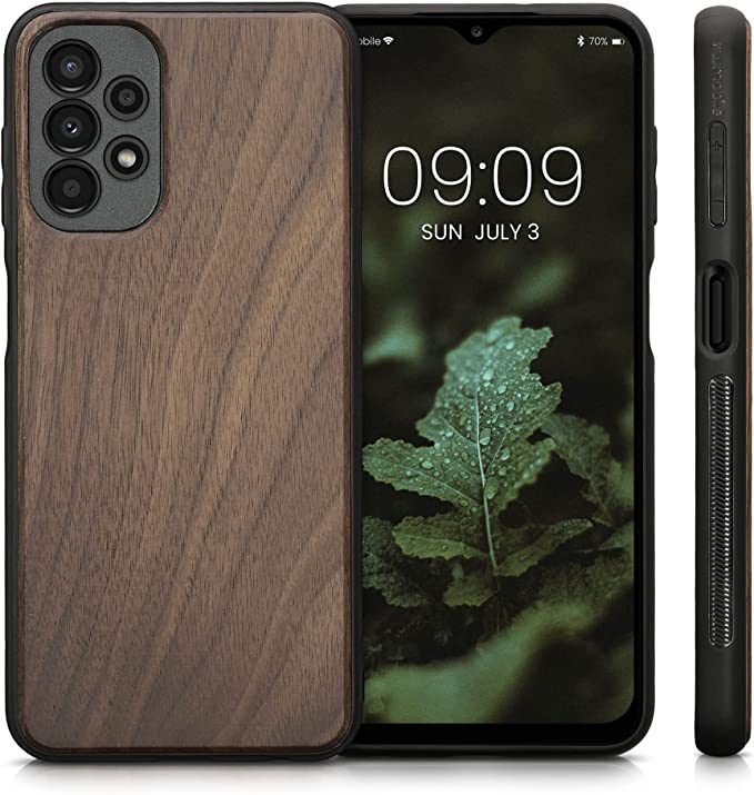 KW Samsung Galaxy A13 4G Θήκη από Φυσικό Ξύλο - Dark Brown - 57995.18