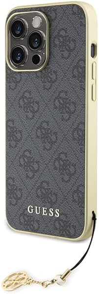 Guess iPhone 15 Pro Max - 4G Charms Collection Θήκη με Επένδυση Συνθετικού Δέρματος - Grey - GUHCP15XGF4GGR