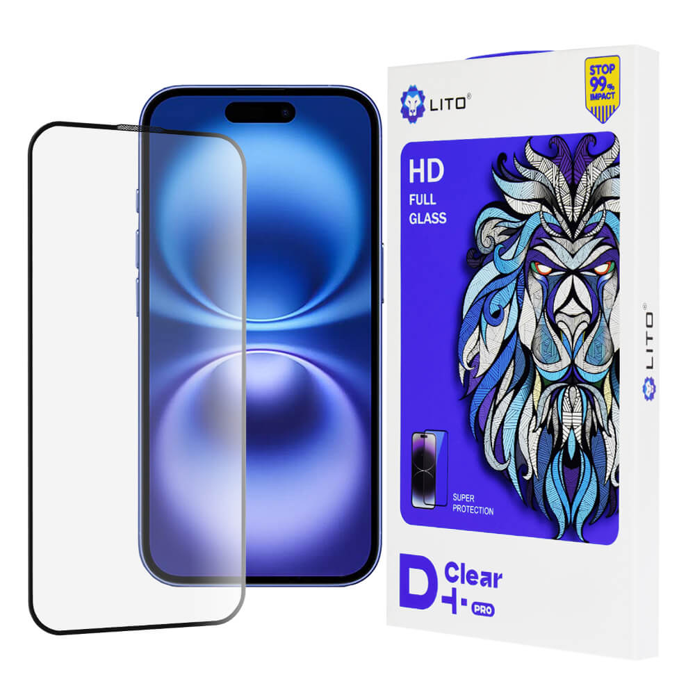 Lito iPhone 16 - D+ Pro Clear - Full Screen Αντιχαρακτικό Γυαλί Tempered Glass - Black