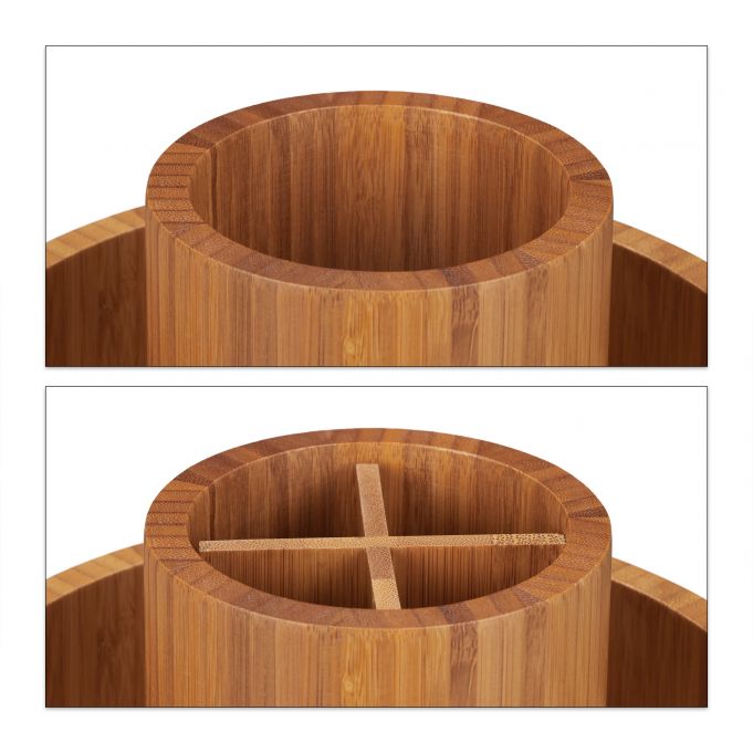 Relaxdays Περιστρεφόμενη Βάση Αποθήκευσης και Οργάνωσης Καλλυντικών από Bamboo - Natural - 4052025259525