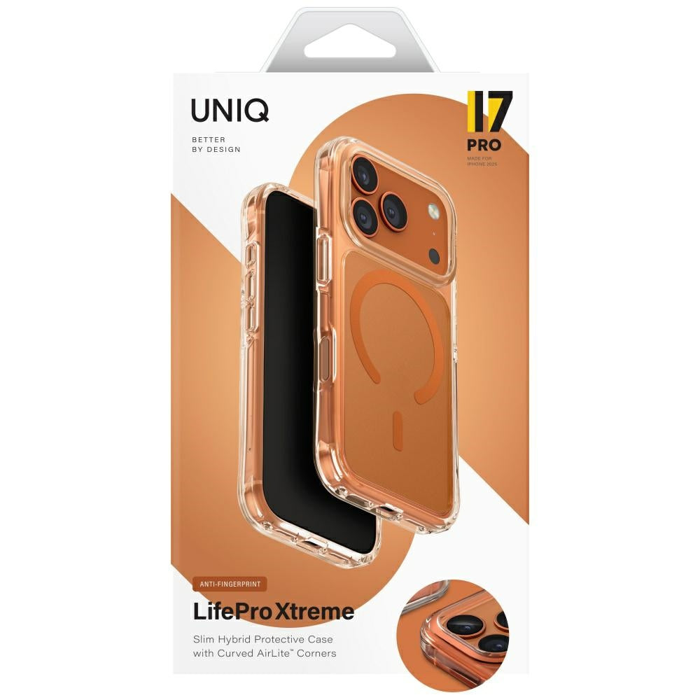 Uniq iPhone 17 Pro - LifePro Xtreme Magclick - Σκληρή Θήκη με Πλαίσιο Σιλικόνης και MagSafe - Clear / Orange