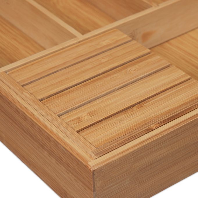 Relaxdays Επεκτεινόμενος Δίσκος Αποθήκευσης για Μαχαιροπίρουνα από Μπαμπού - Natural - 4052025321734