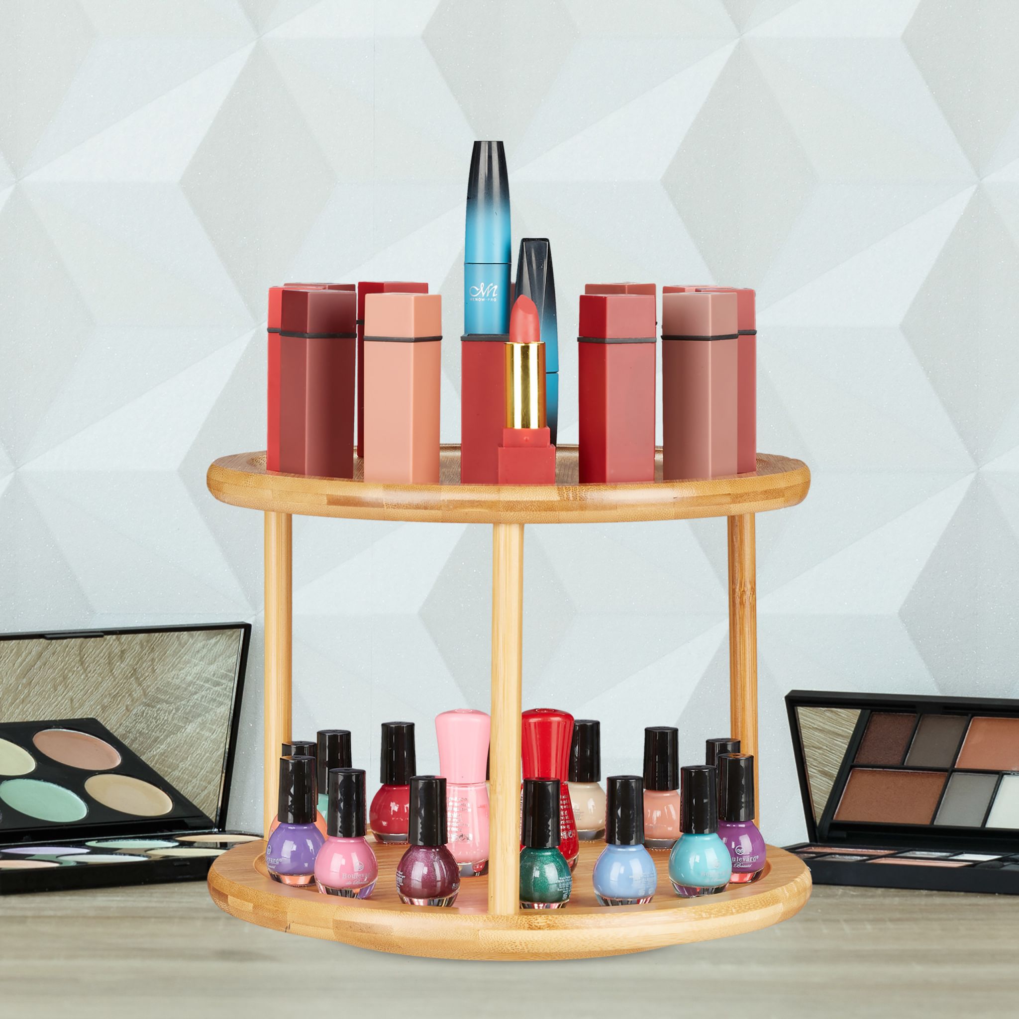 Relaxdays Περιστρεφόμενο Ράφι Κουζίνας από Μπαμπού - Natural - 4052025274894