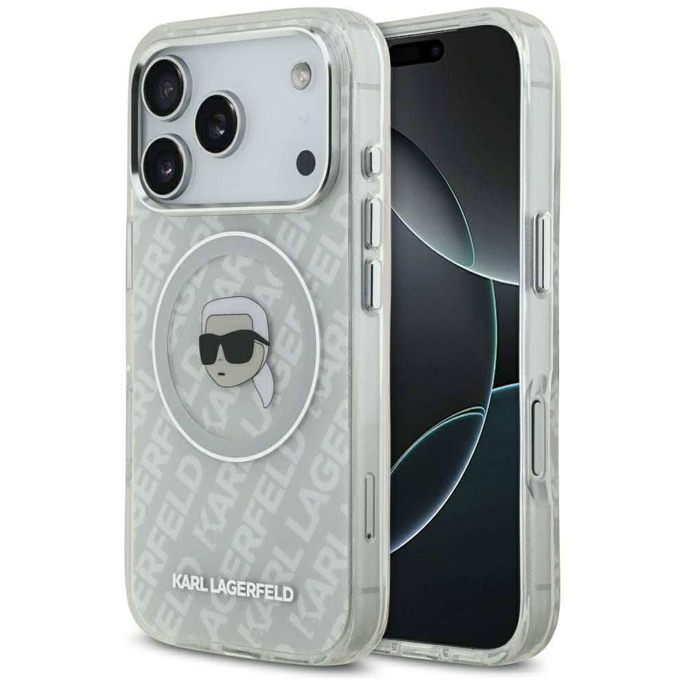 Karl Lagerfeld iPhone 17 Pro - IML Karl Head Logo MagSafe - Σκληρή Θήκη με Πλαίσιο Σιλικόνης - Grey - KLHMP17LHMKBKHOG