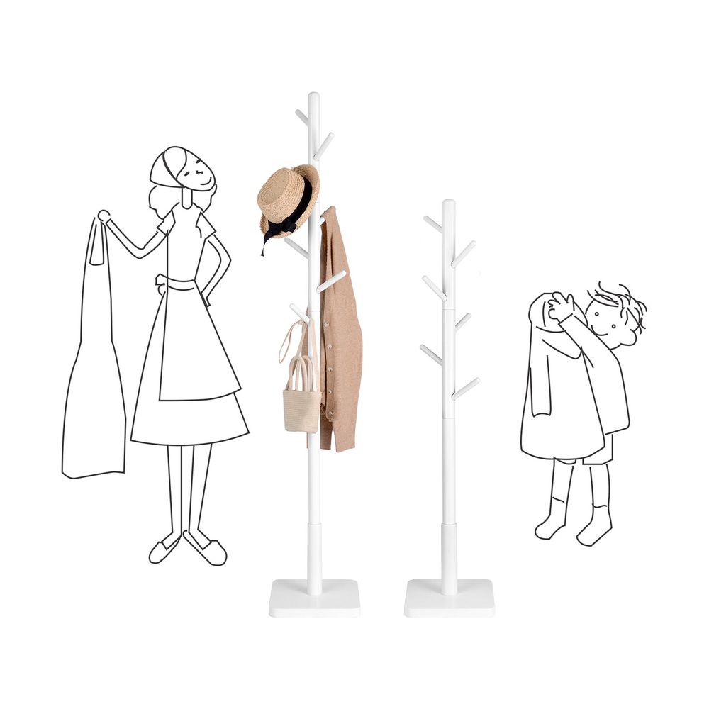 Vasagle Επιδαπέδια Ξύλινη Κρεμάστρα με 8 Γάντζους - White - RCR010W02