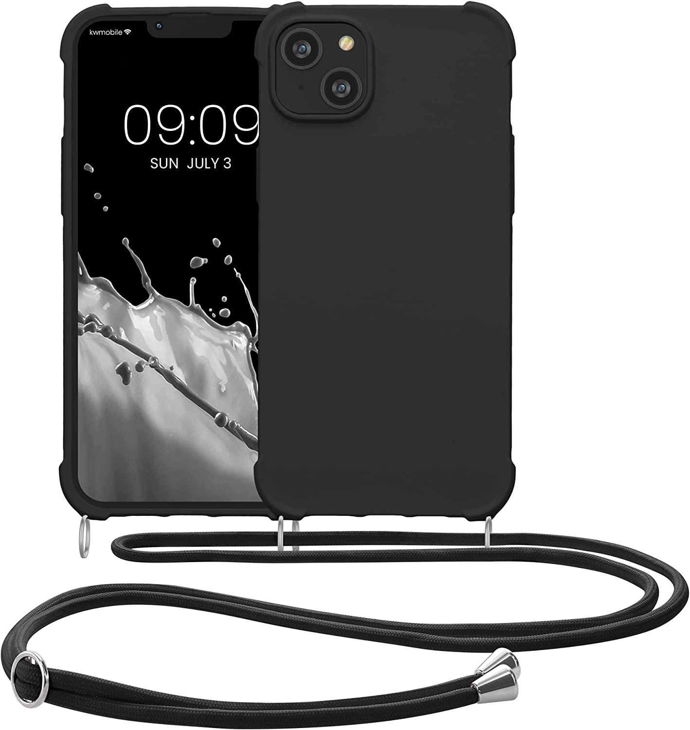 KW iPhone 14 Plus Θήκη Σιλικόνης TPU με Λουράκι - Black - 59117.01