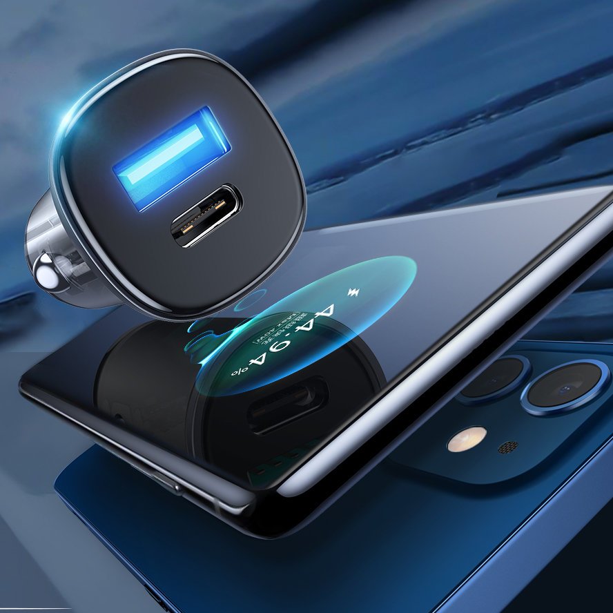 Joyroom C-A42 Φορτιστής Αυτοκινήτου Γρήγορης Φόρτισης με 1 Θύρα USB και 1 Θύρα Type-C 3A PD 38W QC 3.0 - Silver