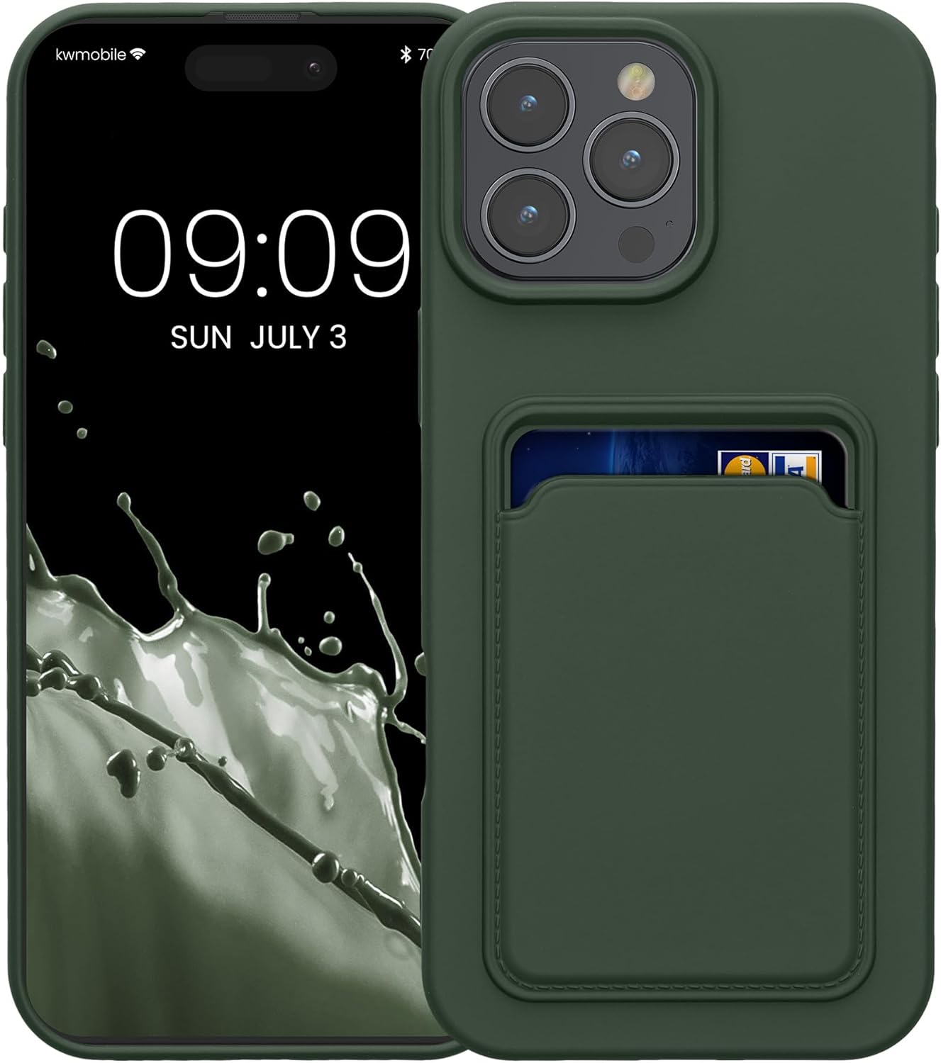 KW iPhone 16 Pro Max Θήκη Σιλικόνης TPU με Υποδοχή για Κάρτα - Dark Green