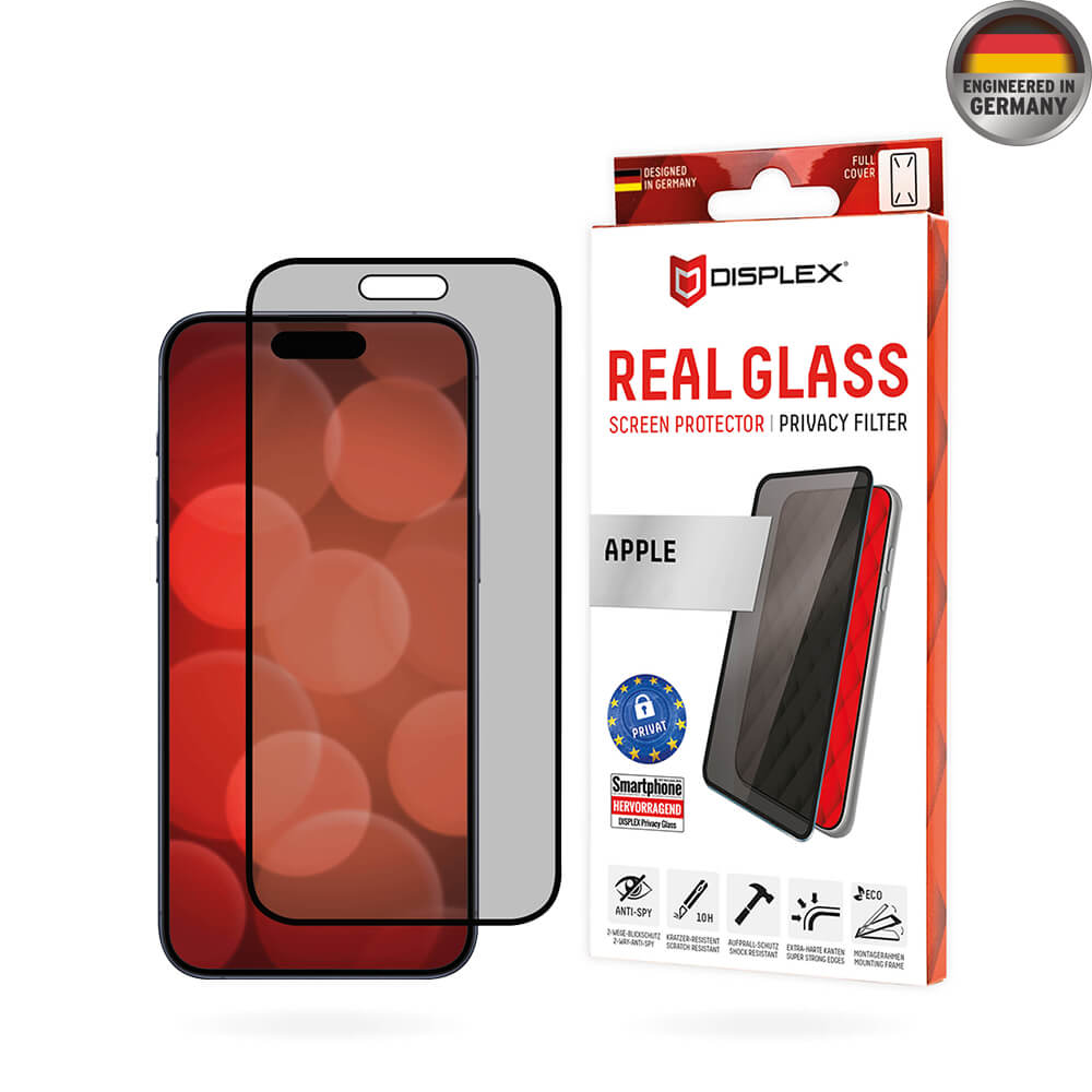 Displex iPhone 16 - Premium Προστασία Οθόνης - Privacy Full Screen Αντιχαρακτικό Γυαλί Tempered Glass - Black