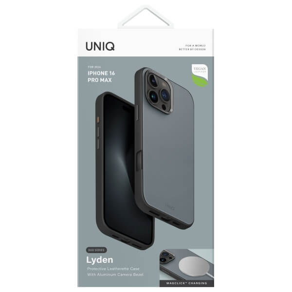 Uniq iPhone 16 Pro Max - Lyden DS - Σκληρή Θήκη με Επένδυση Συνθετικού Δέρματος και MagSafe - Washed Blue / Black