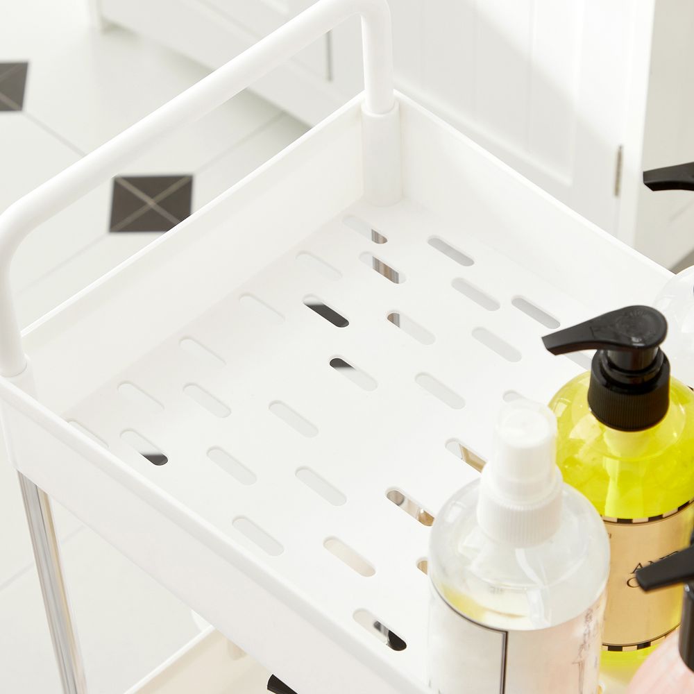 Songmics Πλαστικό Καρότσι Εξοικονόμησης Χώρου για Οργάνωση και Αποθήκευση με 3 Ράφια - 22 x 40 x 67 cm - White - KSC019W01