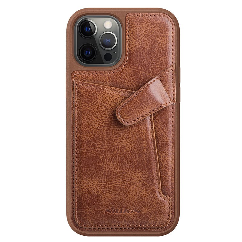 Nillkin iPhone 12 / iPhone 12 Pro Aoge Leather Θήκη από Γνήσιο Δέρμα και Υποδοχή για Κάρτα - Brown