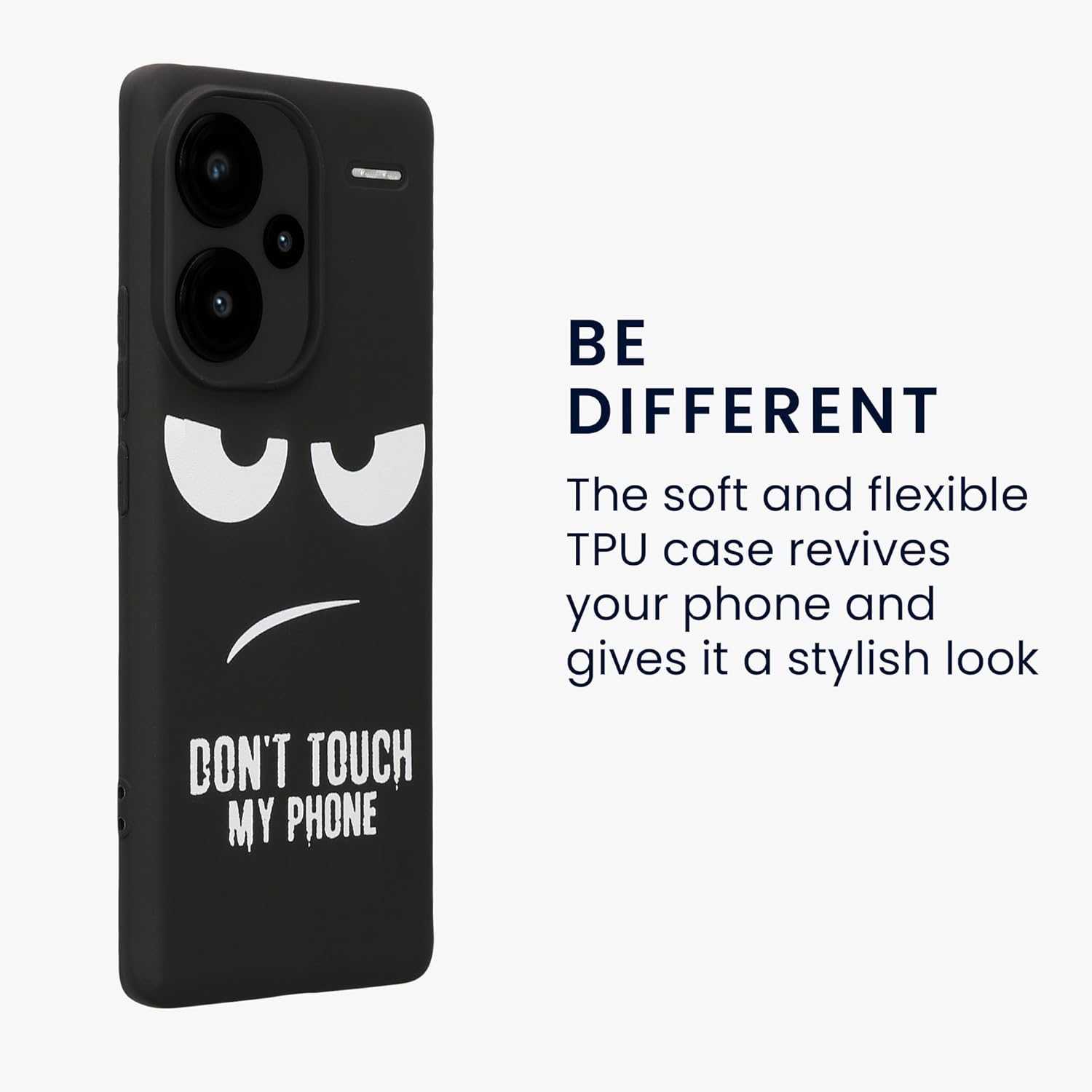 KW Xiaomi Redmi Note 13 Pro+ 5G Λεπτή Θήκη Σιλικόνης TPU - Design Don't Touch My Phone - Black / White