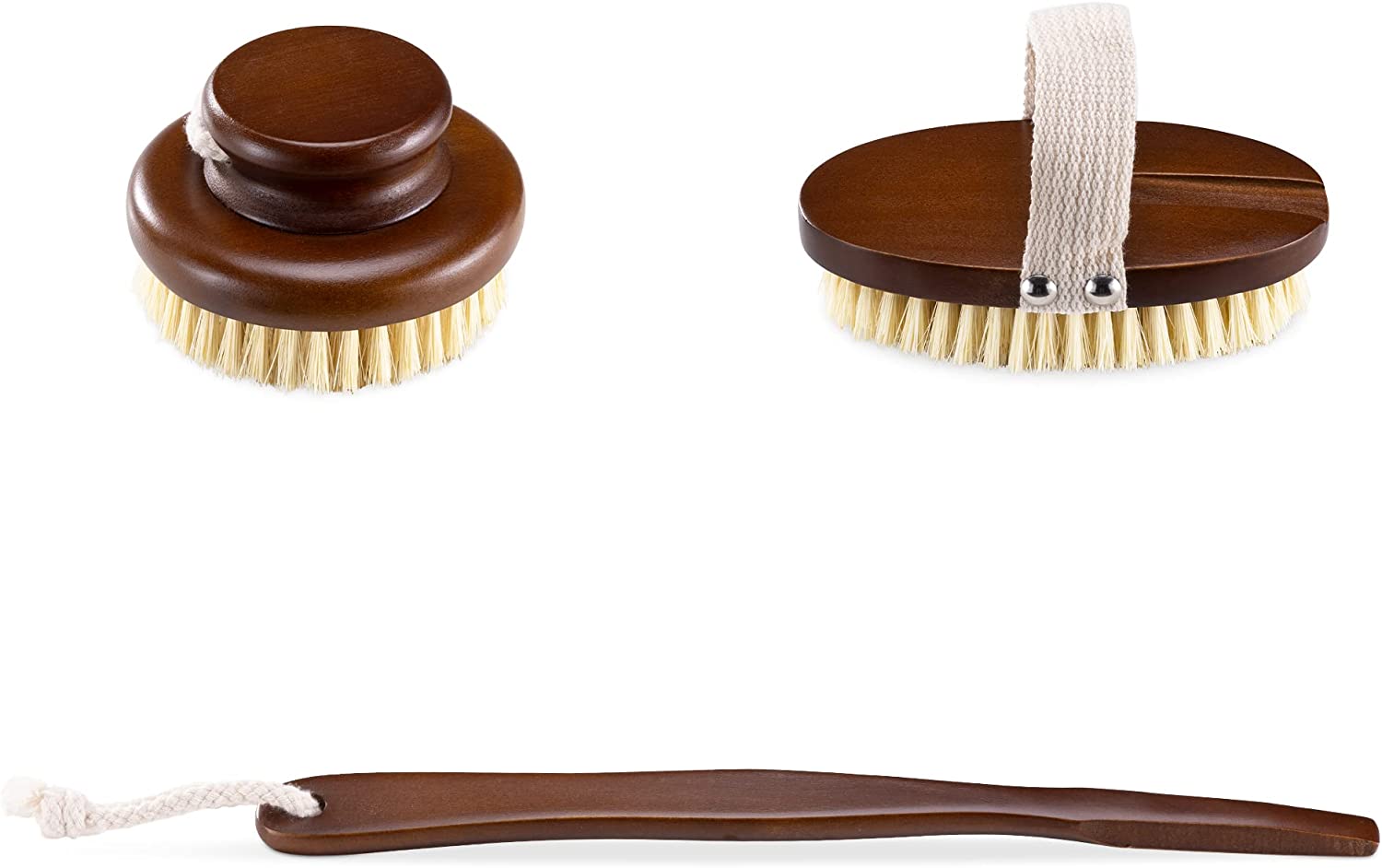 Navaris Σετ με 2 Ξύλινες Βούρτσες Απολέπισης Σώματος - Brown - 58401.01