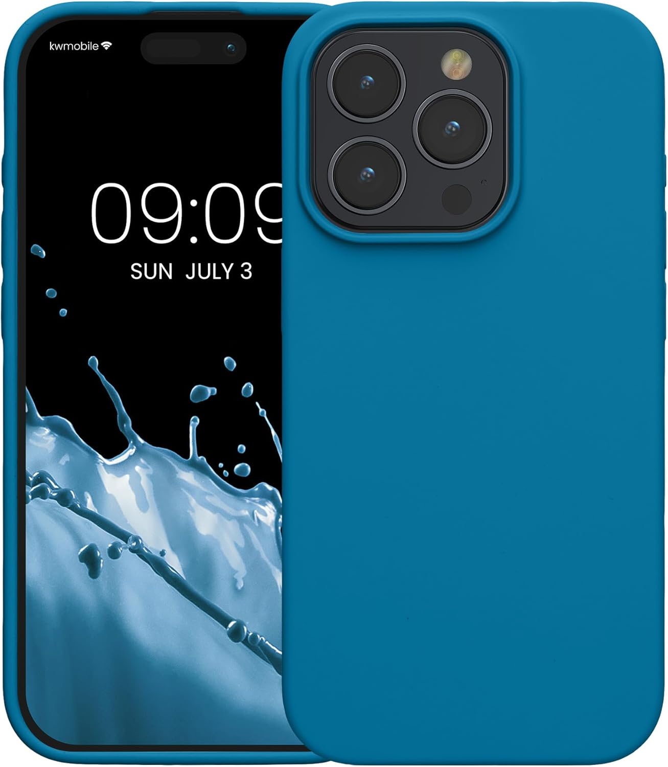 KW iPhone 15 Pro Θήκη Σιλικόνης Rubberized TPU - Caribbean Blue