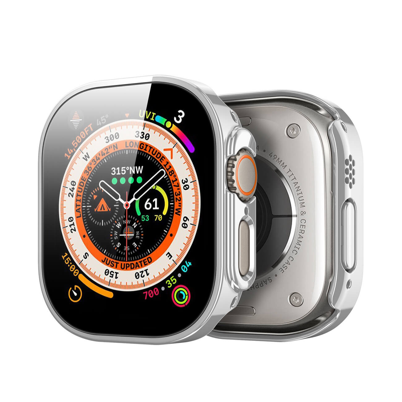 Dux Ducis Σκληρή Θήκη με προστασία Οθόνης Apple Watch Ultra (1/2/3) - 49mm Hamo Case - Silver