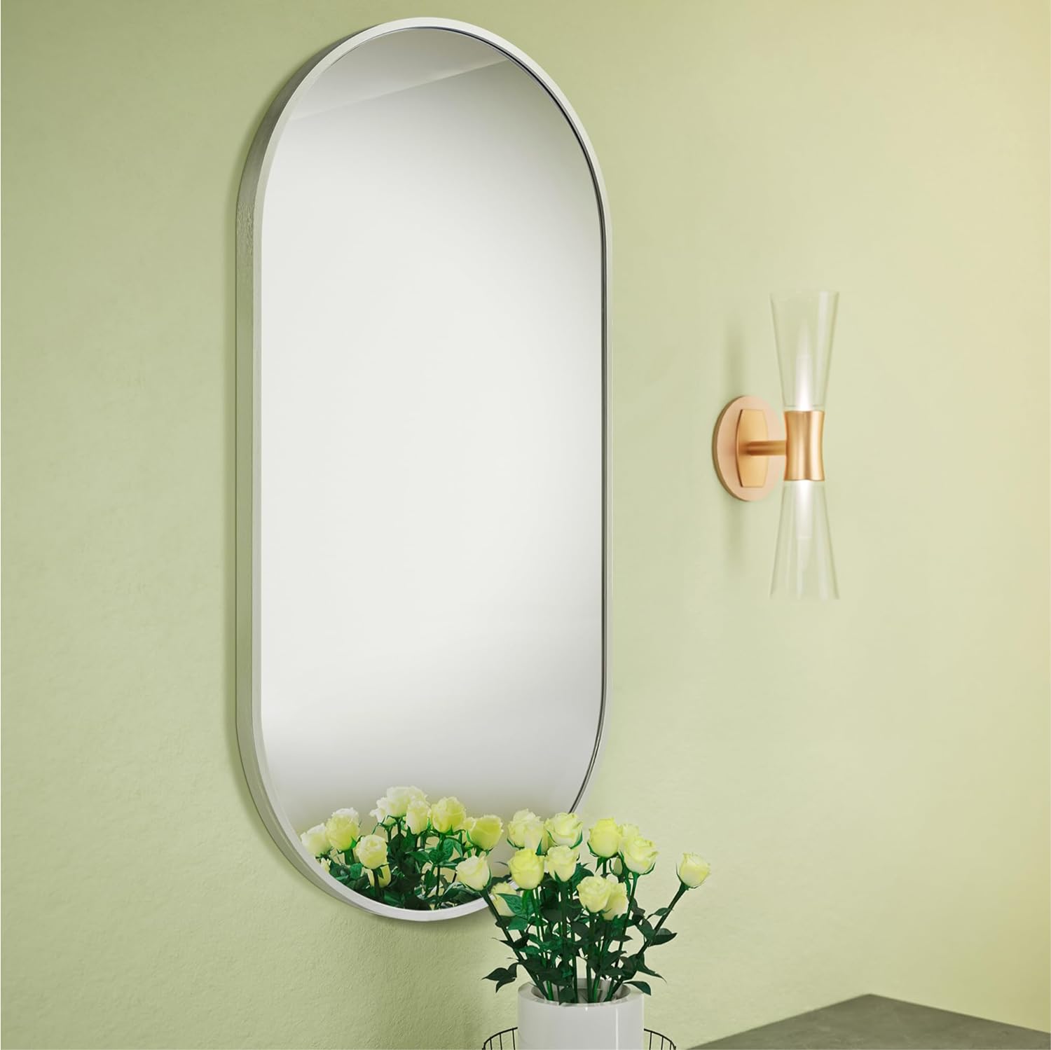 Navaris Οβάλ Καθρέπτης Τοίχου - 75 x 38 x 3 cm - Silver - 59011.02