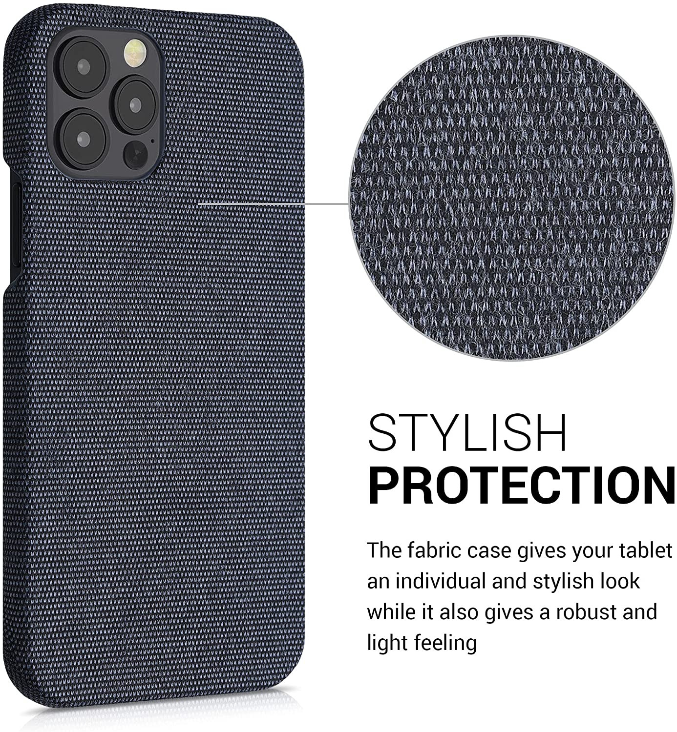KW iPhone 12 / iPhone 12 Pro Σκληρή Θήκη με Υφασμάτινη Επένδυση - Dark Blue - 55752.17
