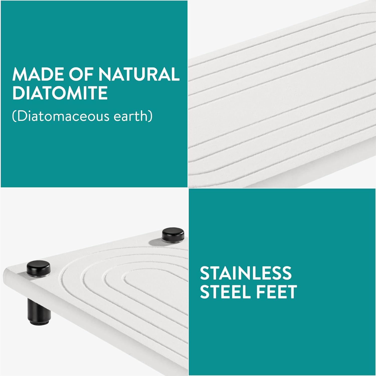 Navaris Δίσκος Οργάνωσης Νιπτήρα από Διατομίτη με Σχεδιασμό Γρήγορου Στεγνώματος - 28 x 11 x 2.5 cm - White - 61632.01