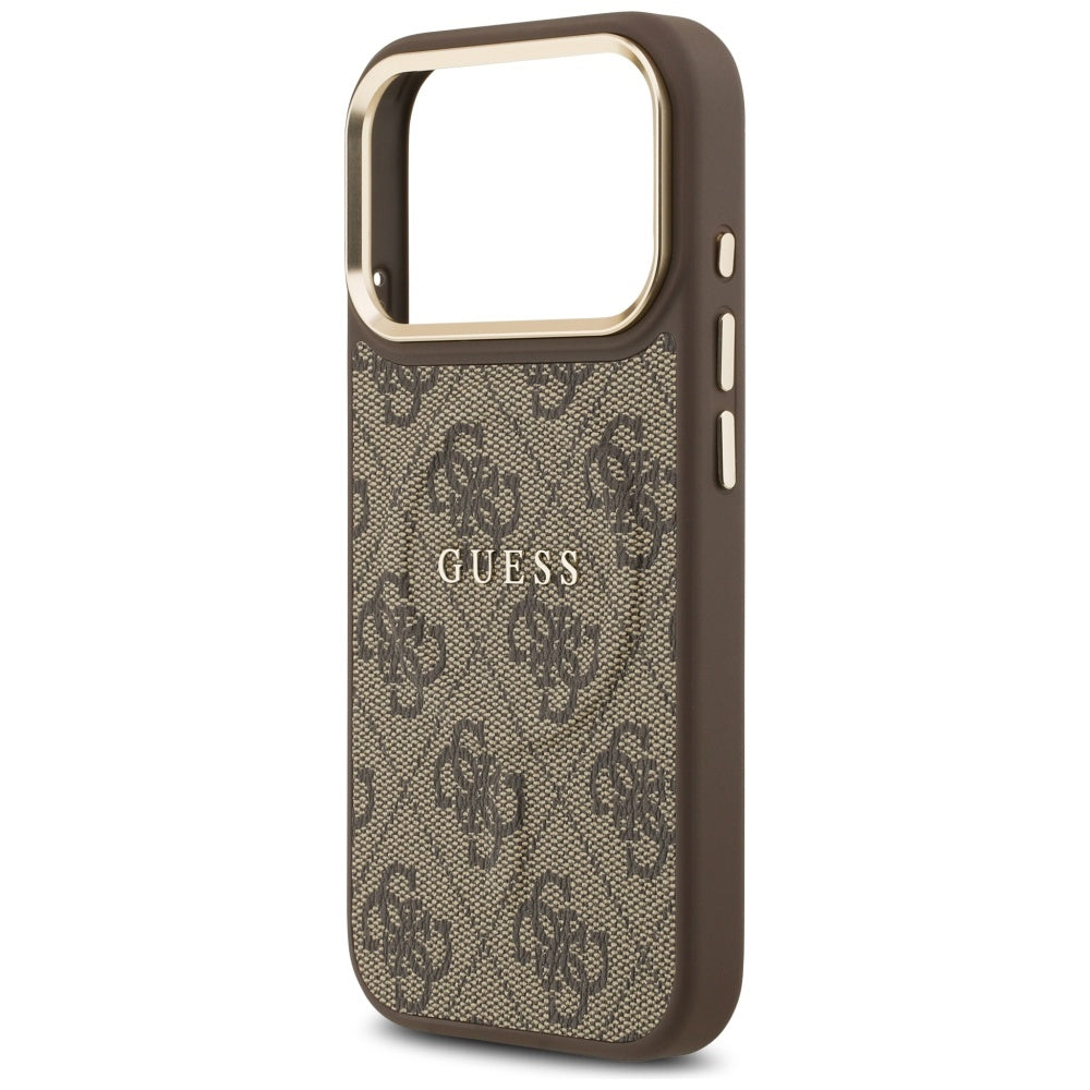 Guess iPhone 17 Pro - 4G PU Classic Logo MagSafe - Σκληρή Θήκη με Πλαίσιο Σιλικόνης και Επένδυση Οικολογικού Δέρματος - Brown - GUHMP17LP4MSEGCW