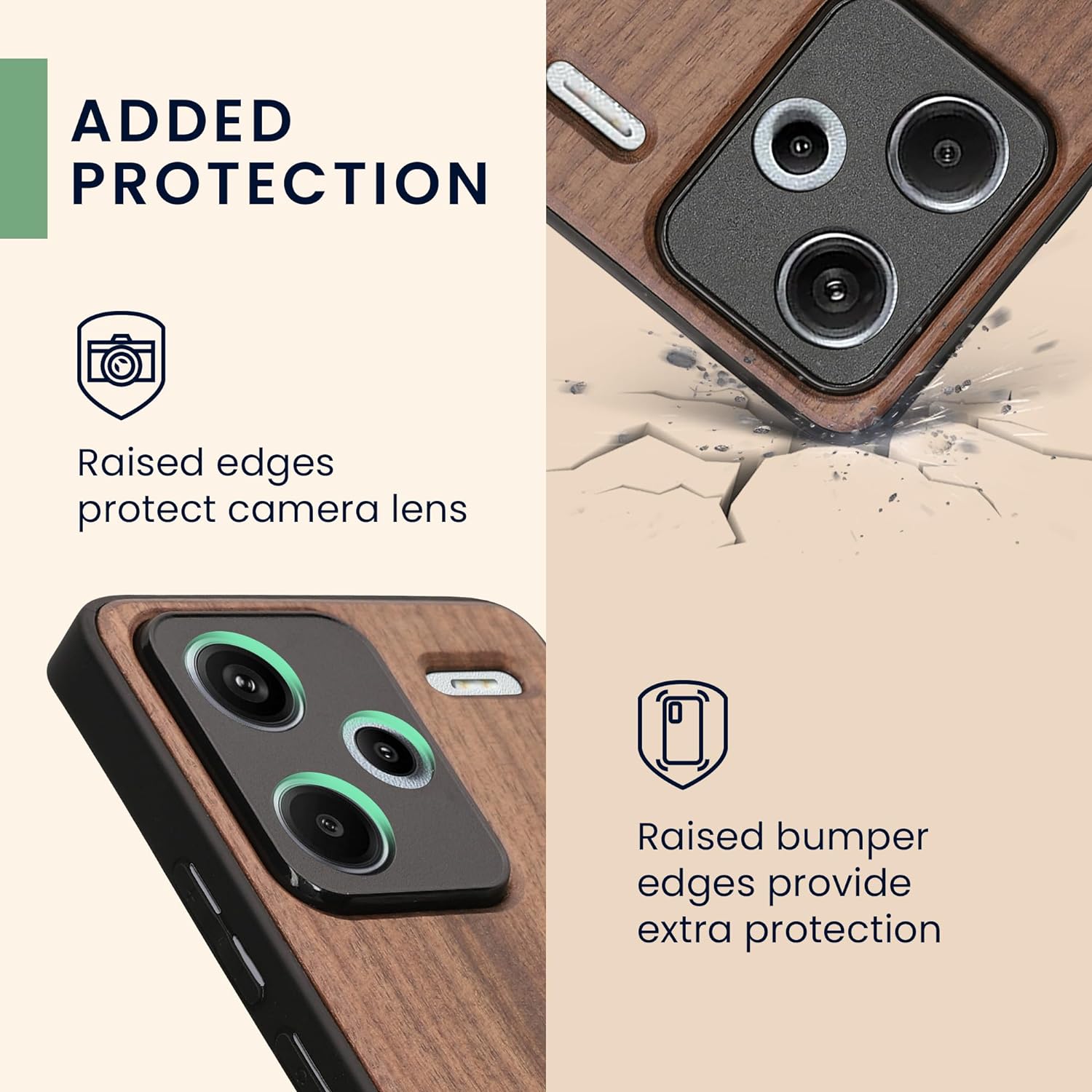 KW Xiaomi Redmi Note 13 Pro+ 5G Θήκη από Φυσικό Ξύλο - Design Navigational Compass - Dark Brown