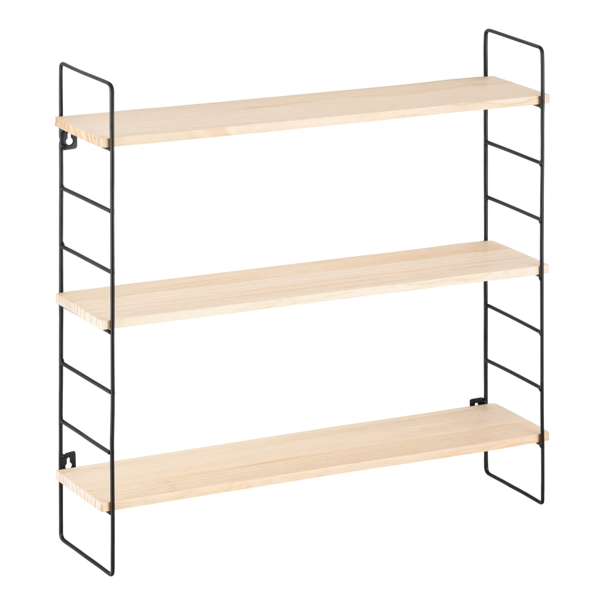 Navaris Ράφι Τοίχου Τριών Επιπέδων - 50 x 50 x 12 cm - Light Brown / Black - 55122.1