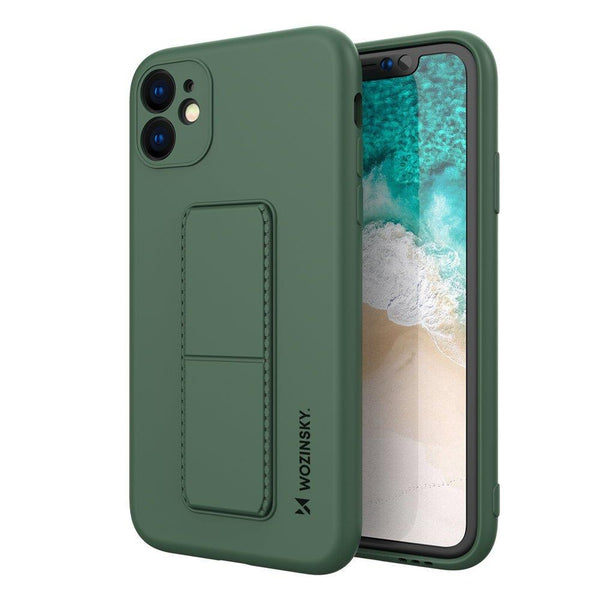 Wozinsky iPhone 12 Pro Max Kickstand Case - Θήκη Σιλικόνης με Finger Holder και Stand - Dark Green
