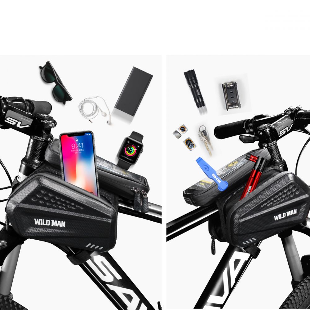 Wildman Σκληρή Αδιάβροχη Βαλίτσα Ποδηλάτων με Θήκη για Κινητό - XXLarge - Black