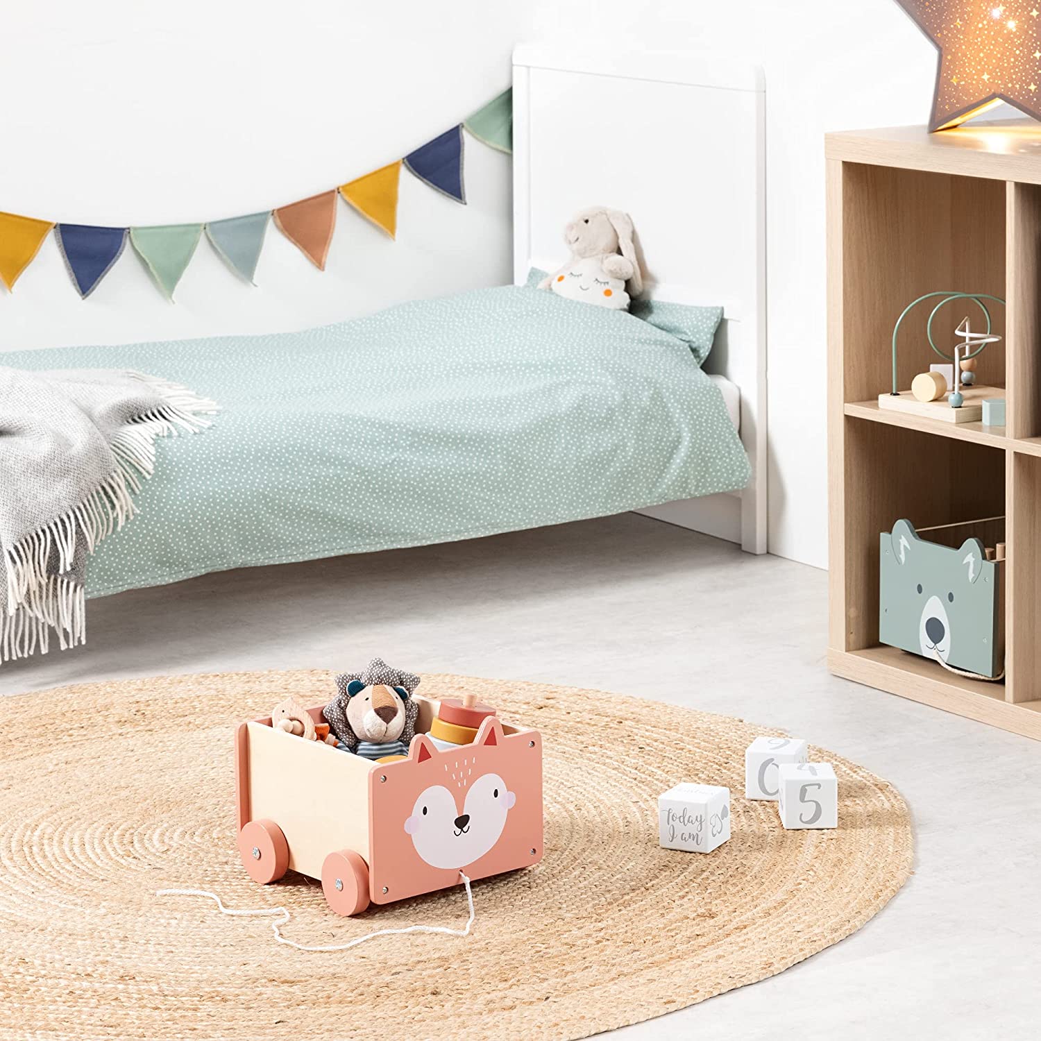 Navaris Toy Box Storage for Toys with Wheels - Παιδικό Κουτί Αποθήκευσης Παιχνιδιών με Ρόδες - Brown - 51163.05