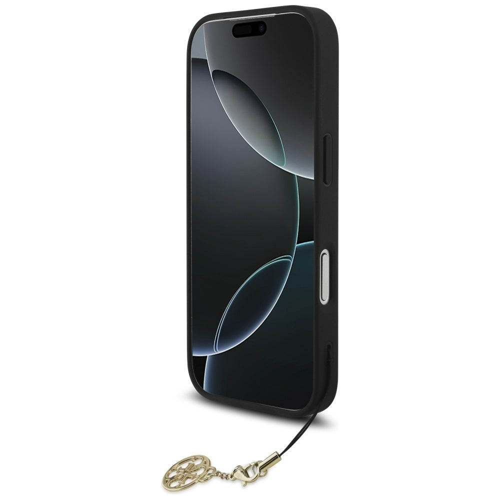 Guess iPhone 17 Pro - 4G Charms Collection MagSafe - Θήκη με Επένδυση Συνθετικού Δέρματος - Black - GUHMP17LGF4GCK