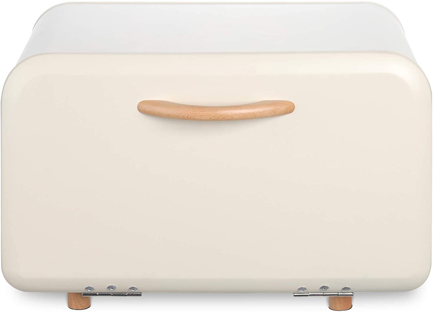 Navaris Σιδερένιο Κουτί Αποθήκευσης Ψωμιού με Ξύλινη Λαβή - Cream - 51503.02.16