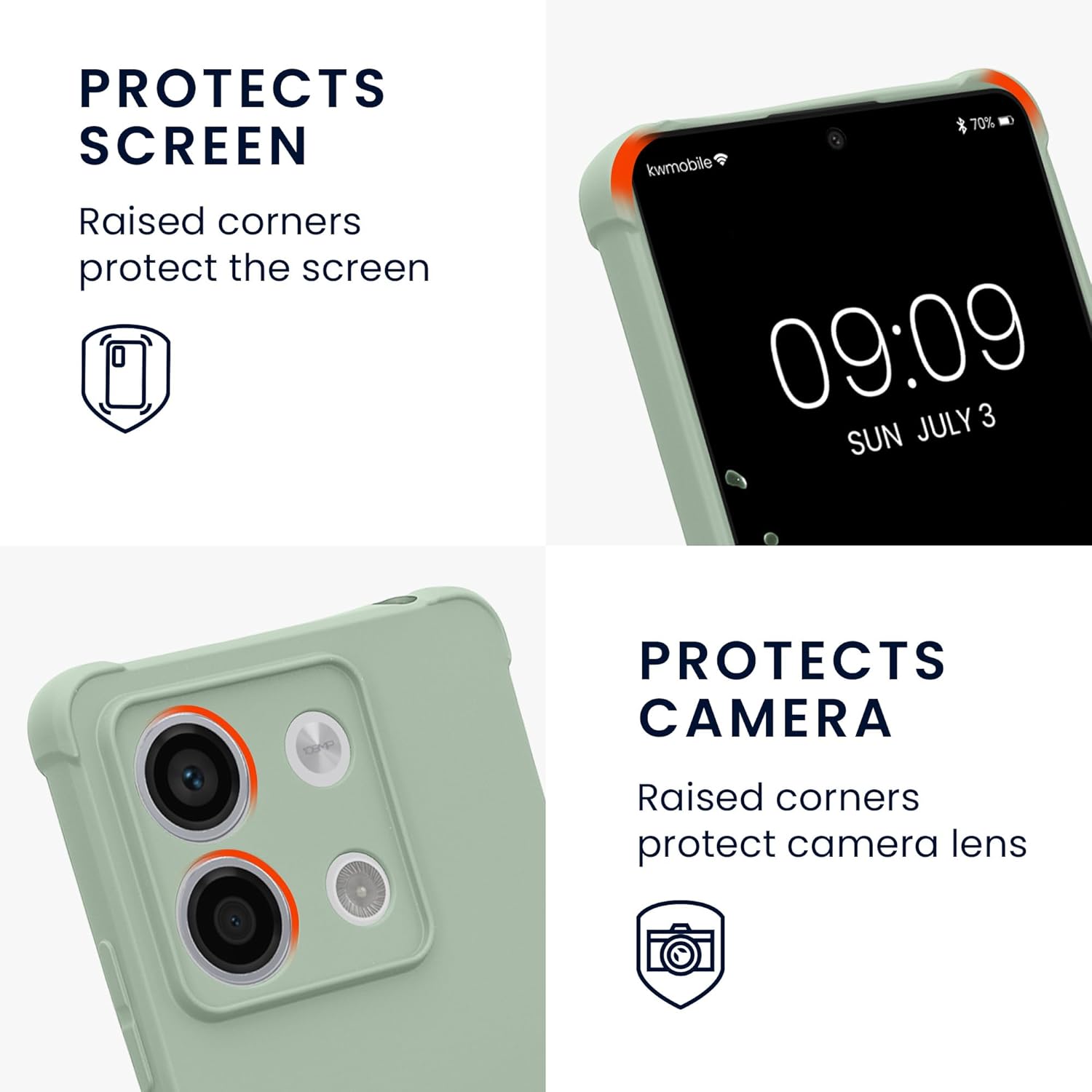 KW Xiaomi Redmi Note 13 5G Θήκη Σιλικόνης TPU με Λουράκι - Grey Green